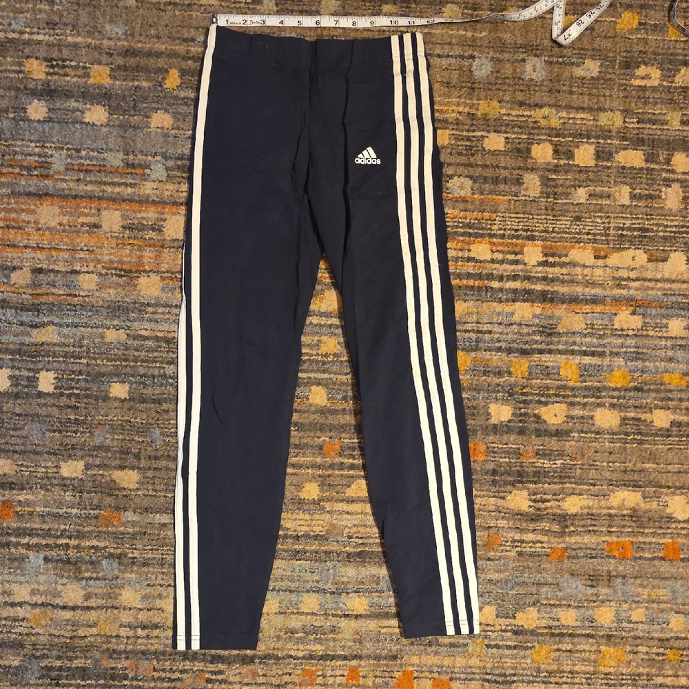 Adidas Kids Dark Blue Leggings with White Stripes